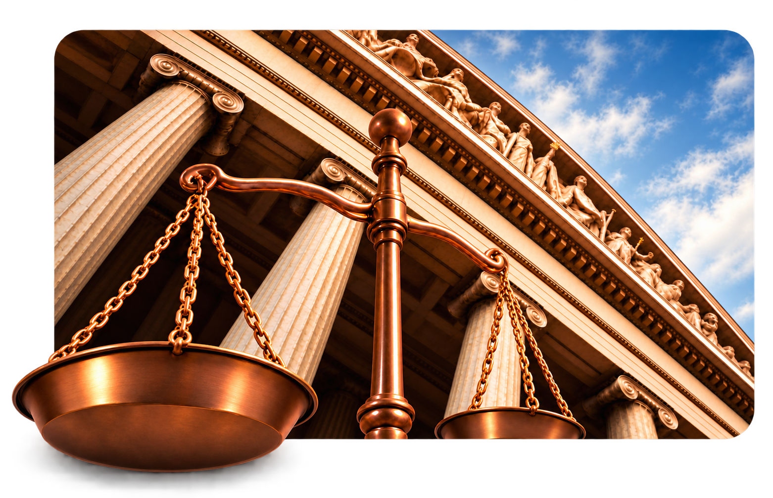 Balança de justiça sobre o tribunal
